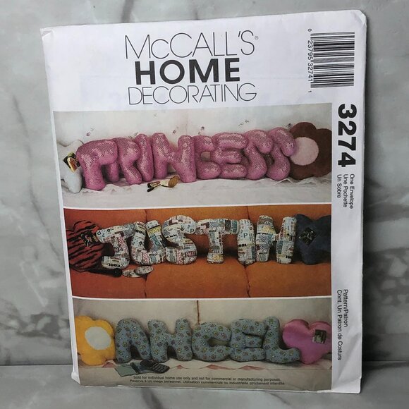 2001 VTG McCALL`s Crafts Pattern 3274 pillow Talk Sewing cozy stuff letters - Picture 1 of 6